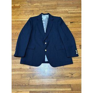 Adams Row Mens Sport Coat Size 43R Blue Poly Wool Two Button Blazer Jacket